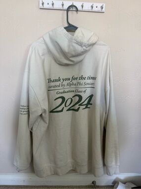 Vintage Alpha Phi Ivory Hoodie with Green Print